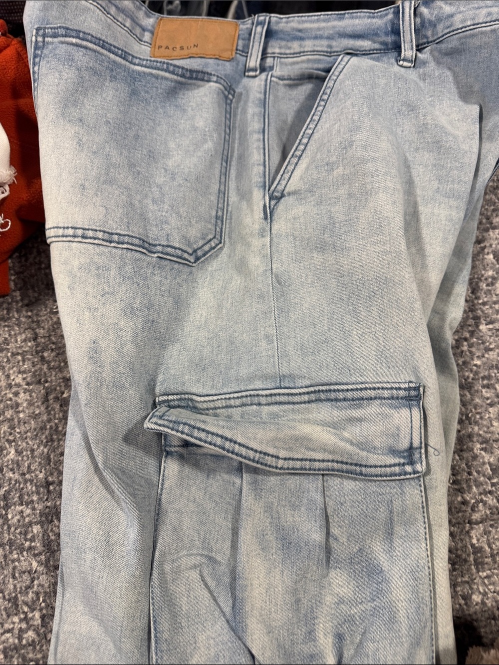PacSun Light Wash Relaxed Cargo Jeans - Light Blue